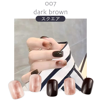 ネイルチップ 貼るだけ完成楽々ネイルアート「007  dark brown」